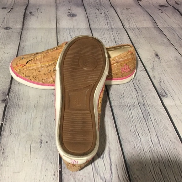 LAUREN Ralph Lauren “JANIS” paint splatter cork slip ons Size 6 - Picture 6 of 9
